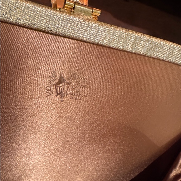 VTG NEW After Five Cocktail Bag made in USA Shimmering Gold 2 pc Evening Clutch